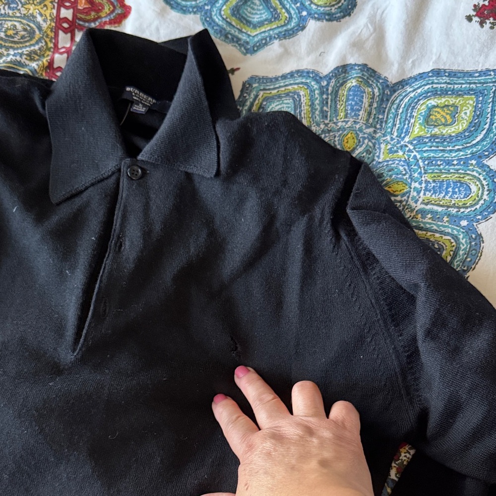 Burberry Black Crewneck Polo Sweater - Picture 5 of 6